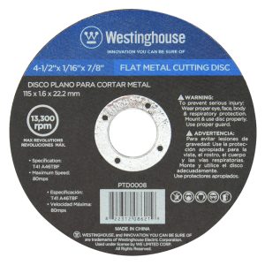 Disco Plano para Cortes en Metal de 4-½" x 1/16" x 7/8" Westinghouse