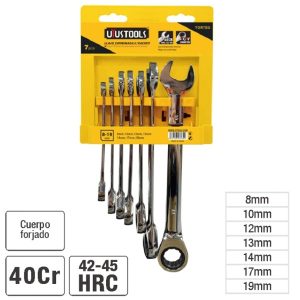 LLAVE COMB. C/RACHET 7PCS 8-19MM